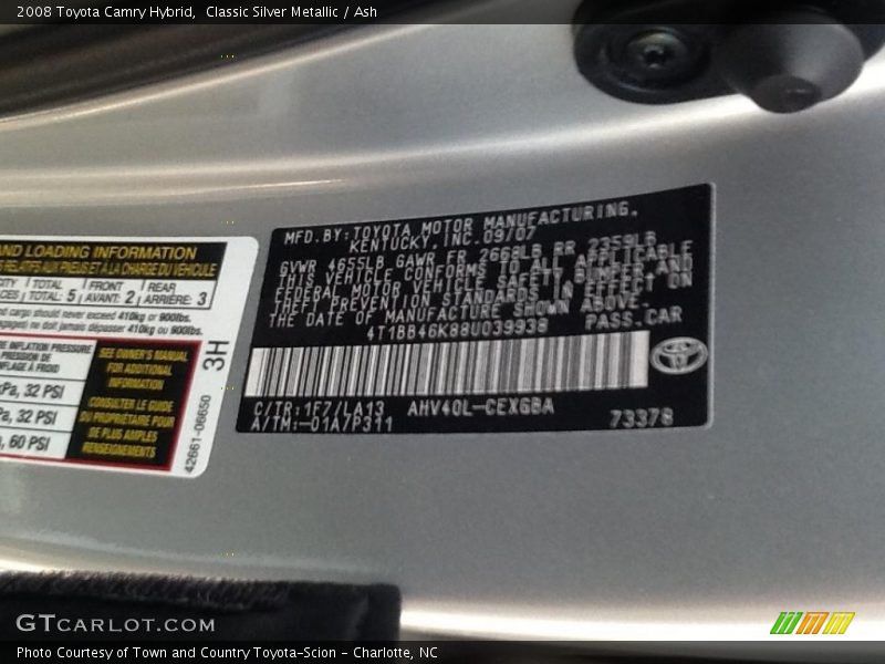 Classic Silver Metallic / Ash 2008 Toyota Camry Hybrid