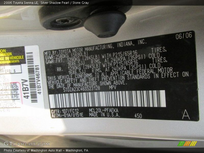 Silver Shadow Pearl / Stone Gray 2006 Toyota Sienna LE