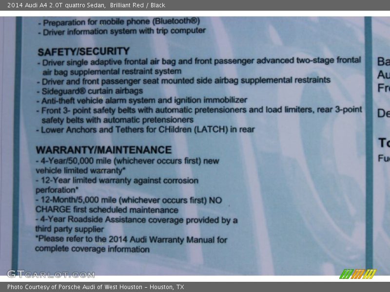 Brilliant Red / Black 2014 Audi A4 2.0T quattro Sedan