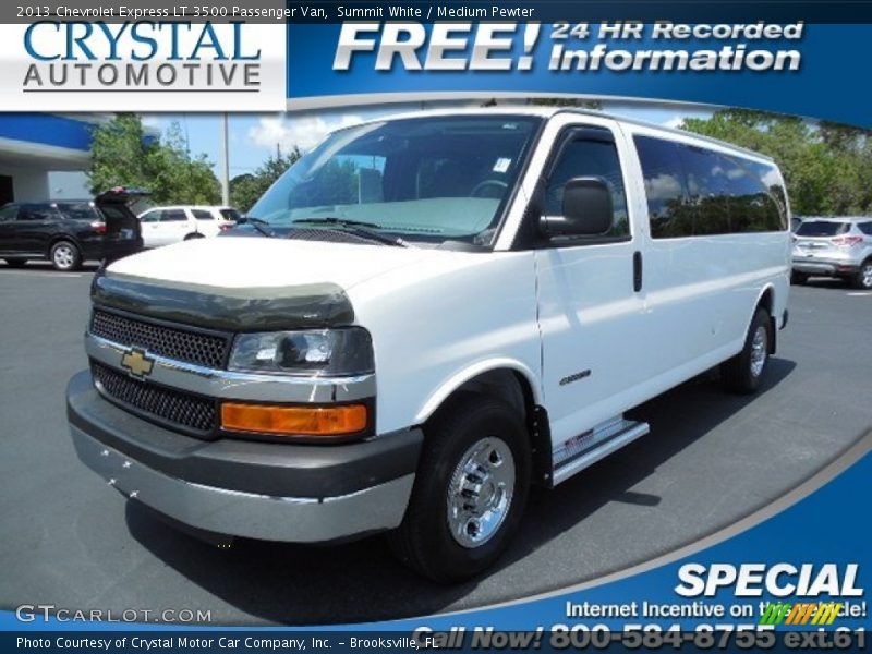 Summit White / Medium Pewter 2013 Chevrolet Express LT 3500 Passenger Van