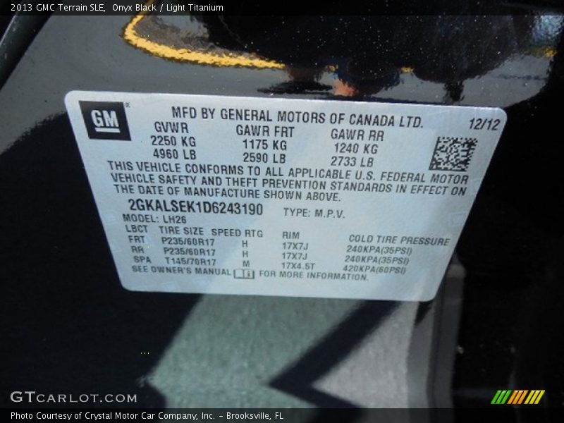 Onyx Black / Light Titanium 2013 GMC Terrain SLE