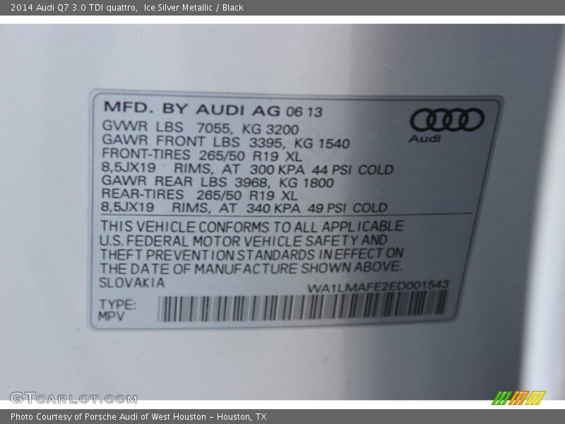 Info Tag of 2014 Q7 3.0 TDI quattro