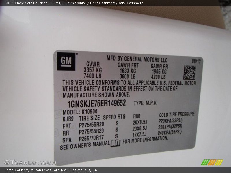 Summit White / Light Cashmere/Dark Cashmere 2014 Chevrolet Suburban LT 4x4