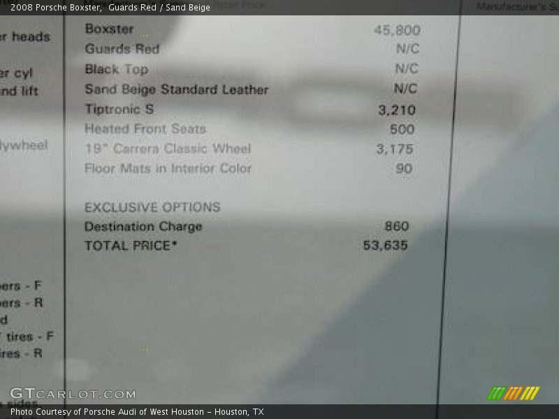 Guards Red / Sand Beige 2008 Porsche Boxster