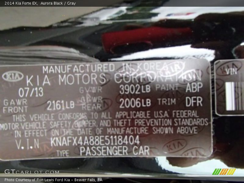 2014 Forte EX Aurora Black Color Code ABP