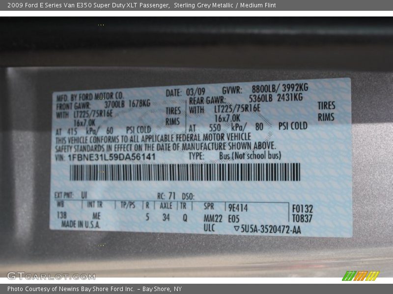 Sterling Grey Metallic / Medium Flint 2009 Ford E Series Van E350 Super Duty XLT Passenger