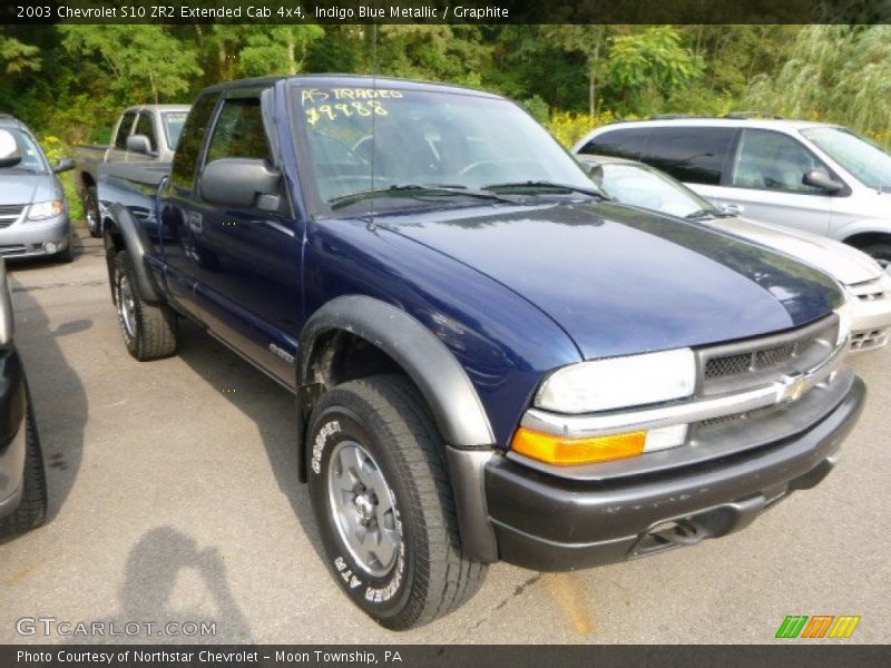 Indigo Blue Metallic / Graphite 2003 Chevrolet S10 ZR2 Extended Cab 4x4