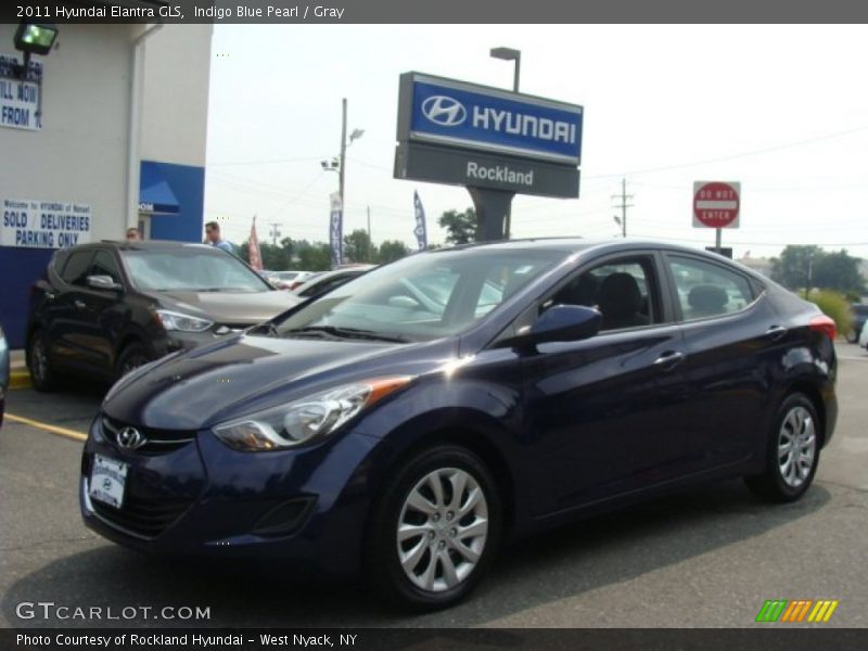 Indigo Blue Pearl / Gray 2011 Hyundai Elantra GLS