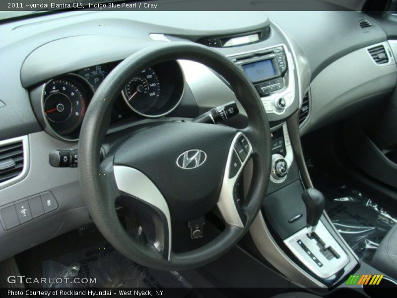 Indigo Blue Pearl / Gray 2011 Hyundai Elantra GLS