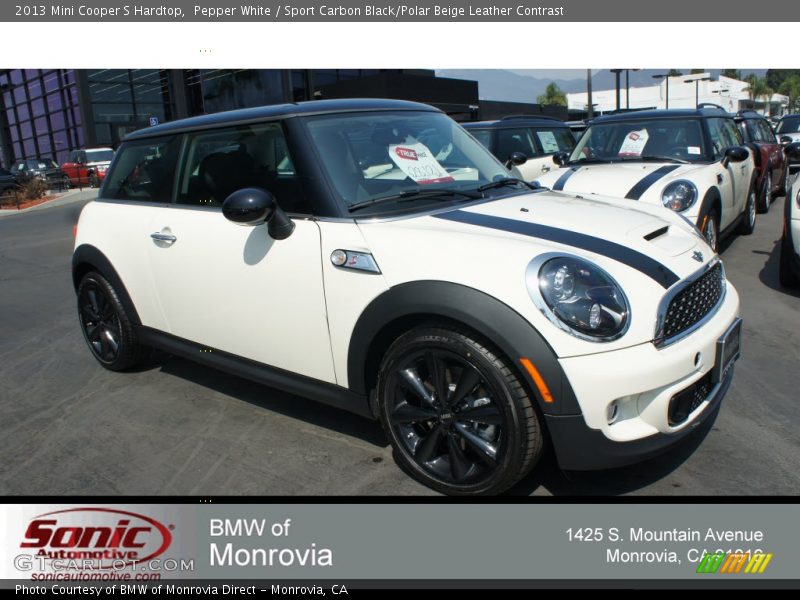Pepper White / Sport Carbon Black/Polar Beige Leather Contrast 2013 Mini Cooper S Hardtop