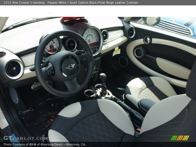 Pepper White / Sport Carbon Black/Polar Beige Leather Contrast 2013 Mini Cooper S Hardtop