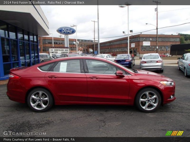 Ruby Red / Charcoal Black 2014 Ford Fusion SE EcoBoost