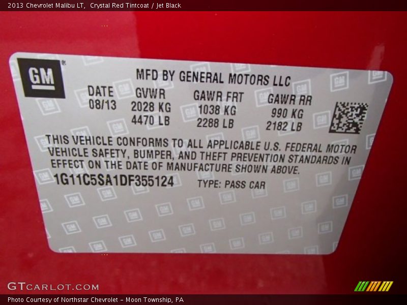 Crystal Red Tintcoat / Jet Black 2013 Chevrolet Malibu LT