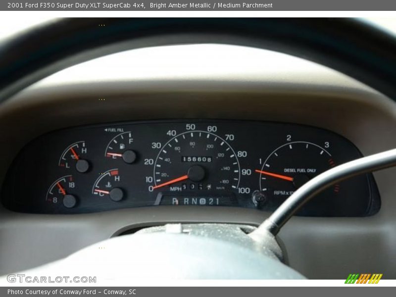 Bright Amber Metallic / Medium Parchment 2001 Ford F350 Super Duty XLT SuperCab 4x4