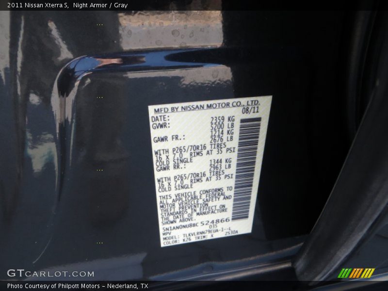 Night Armor / Gray 2011 Nissan Xterra S