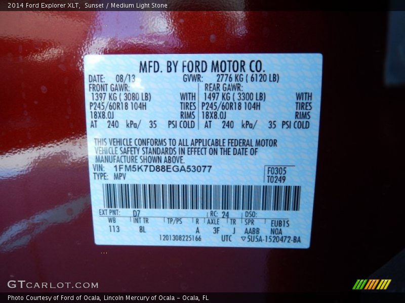 Sunset / Medium Light Stone 2014 Ford Explorer XLT