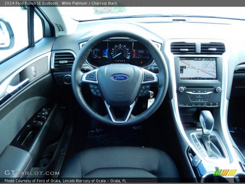 White Platinum / Charcoal Black 2014 Ford Fusion SE EcoBoost