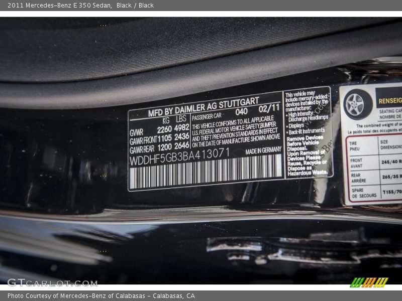 Black / Black 2011 Mercedes-Benz E 350 Sedan