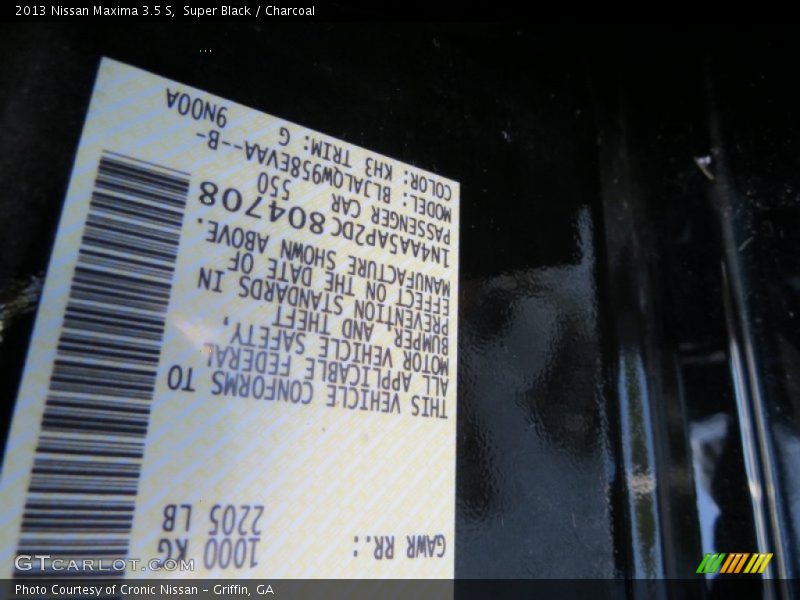 Super Black / Charcoal 2013 Nissan Maxima 3.5 S