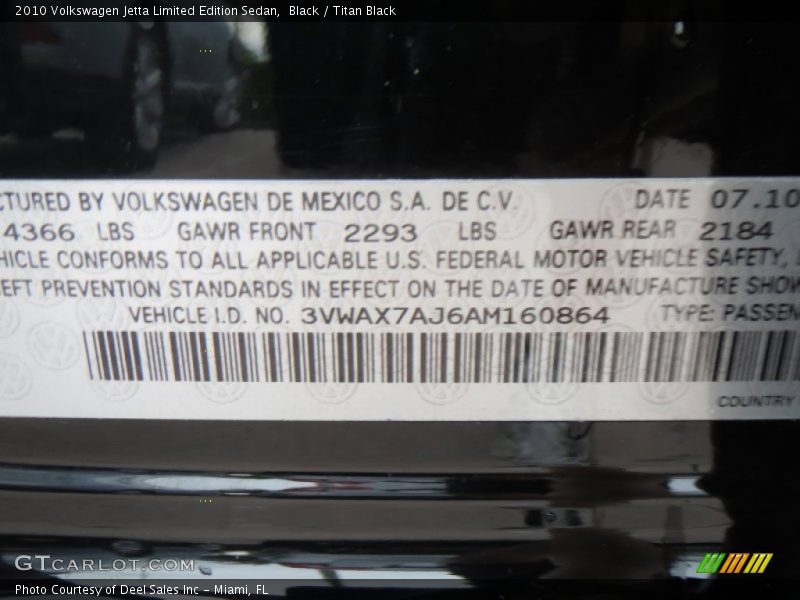 Black / Titan Black 2010 Volkswagen Jetta Limited Edition Sedan