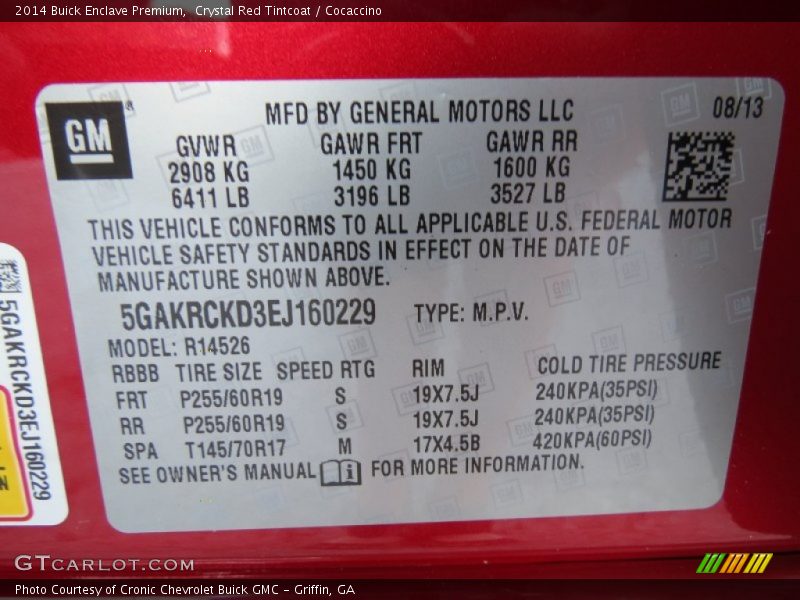 Crystal Red Tintcoat / Cocaccino 2014 Buick Enclave Premium