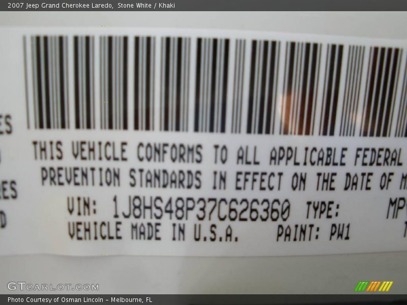 Stone White / Khaki 2007 Jeep Grand Cherokee Laredo