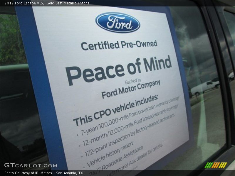 Gold Leaf Metallic / Stone 2012 Ford Escape XLS