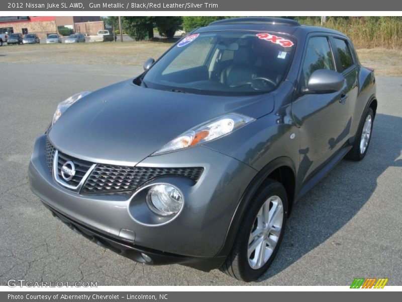 Gun Metallic / Black/Red Leather/Silver Trim 2012 Nissan Juke SL AWD
