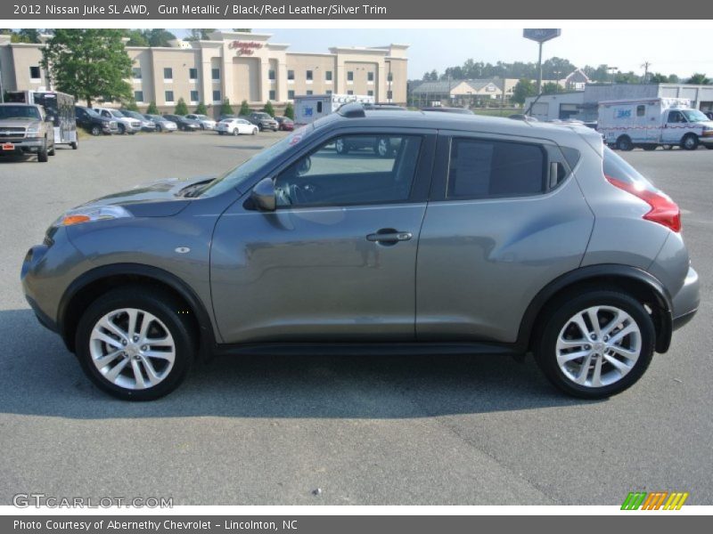 Gun Metallic / Black/Red Leather/Silver Trim 2012 Nissan Juke SL AWD