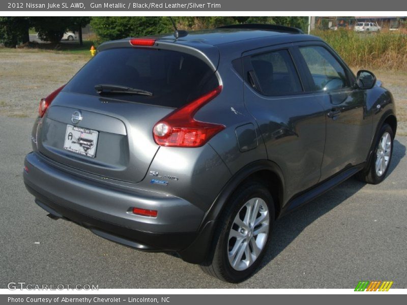 Gun Metallic / Black/Red Leather/Silver Trim 2012 Nissan Juke SL AWD