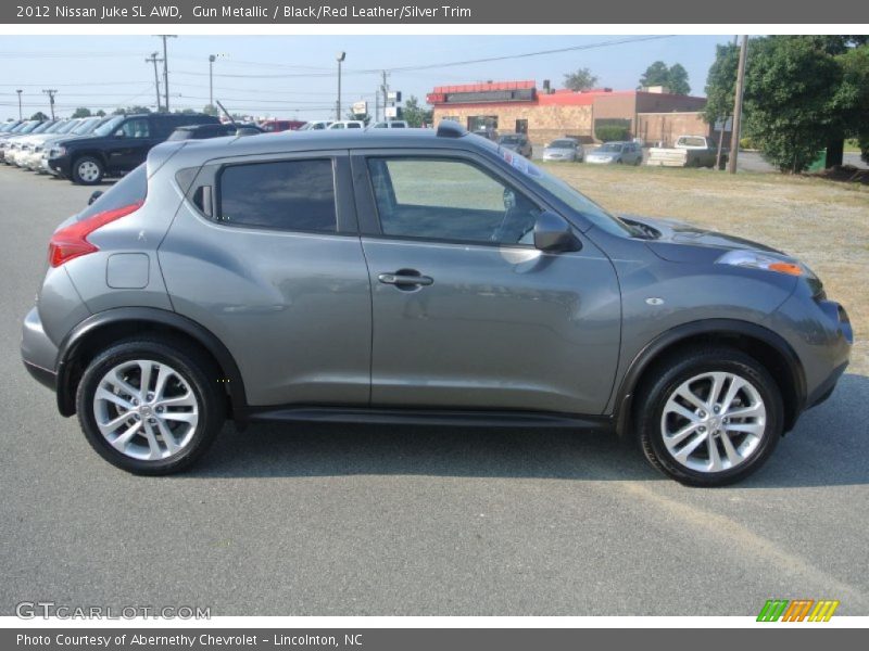 Gun Metallic / Black/Red Leather/Silver Trim 2012 Nissan Juke SL AWD