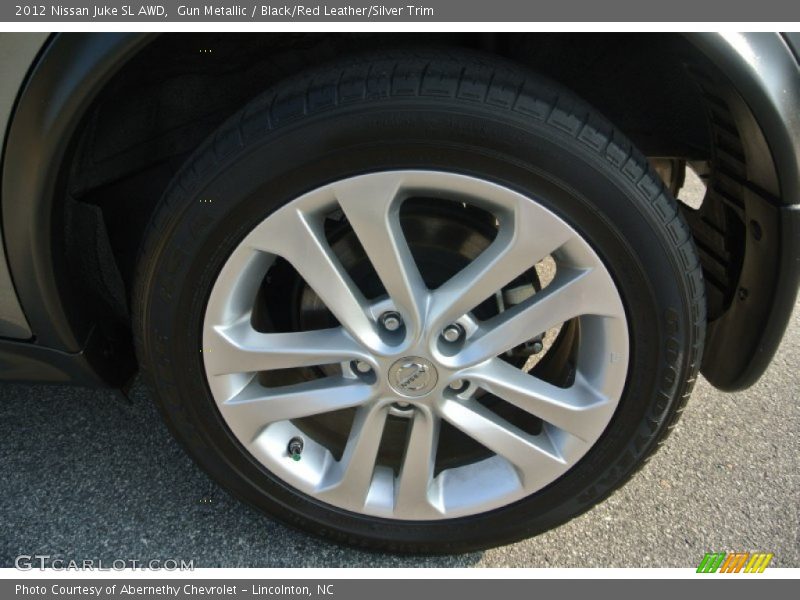 Gun Metallic / Black/Red Leather/Silver Trim 2012 Nissan Juke SL AWD