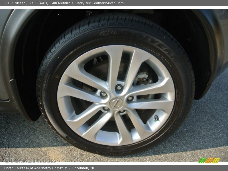 Gun Metallic / Black/Red Leather/Silver Trim 2012 Nissan Juke SL AWD