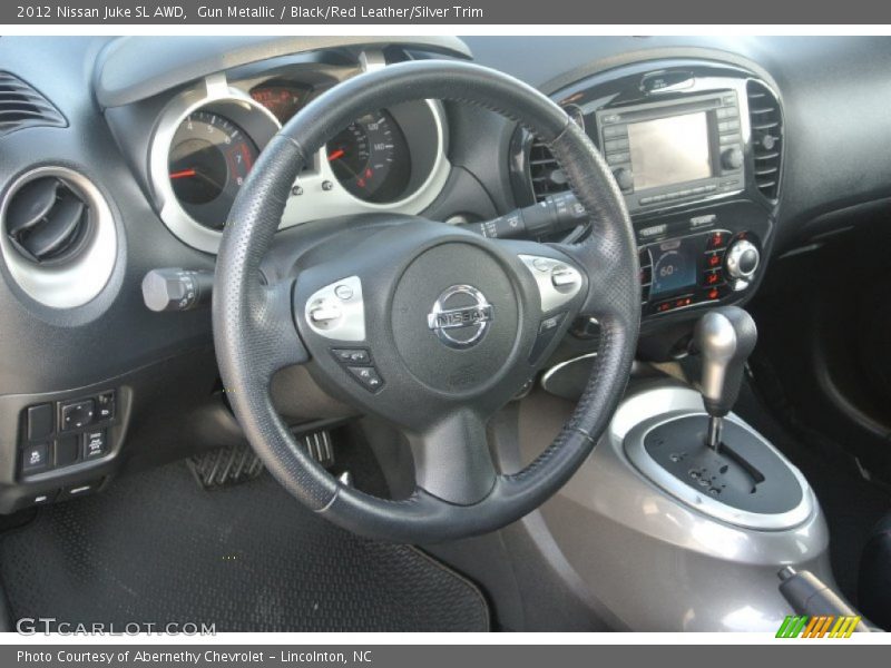 Gun Metallic / Black/Red Leather/Silver Trim 2012 Nissan Juke SL AWD