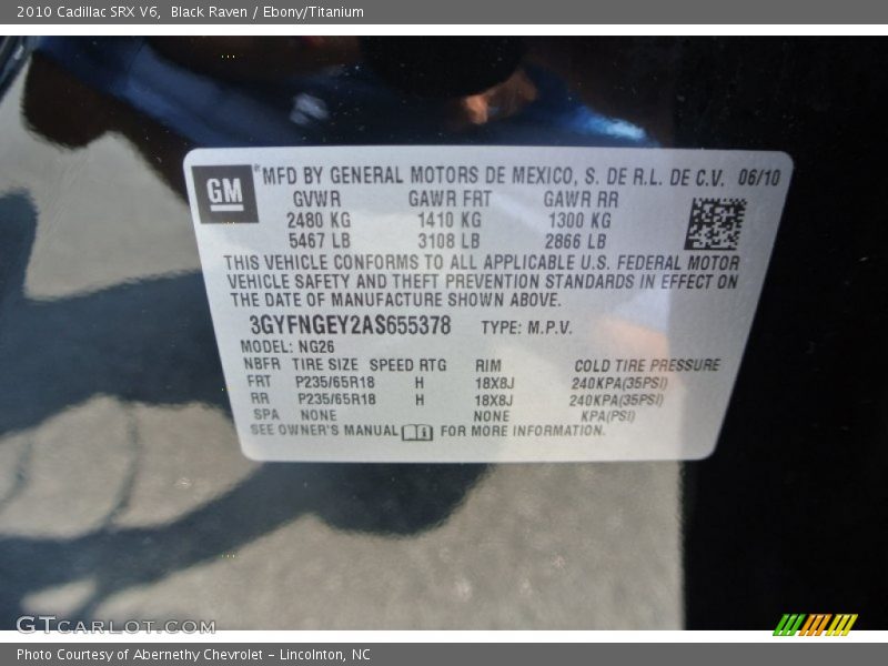 Black Raven / Ebony/Titanium 2010 Cadillac SRX V6