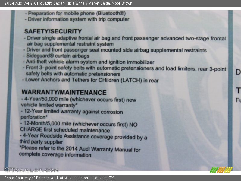 Ibis White / Velvet Beige/Moor Brown 2014 Audi A4 2.0T quattro Sedan