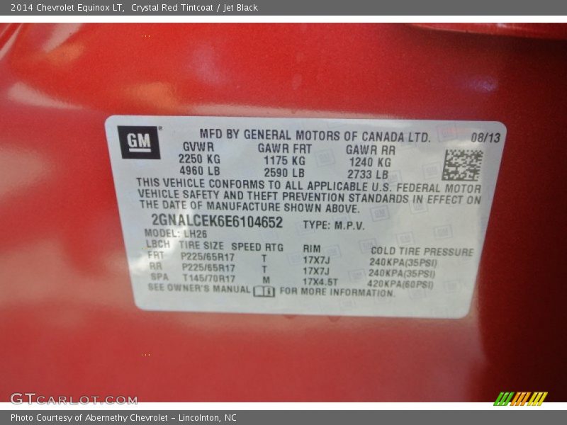 Crystal Red Tintcoat / Jet Black 2014 Chevrolet Equinox LT