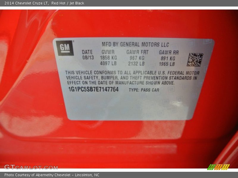 Red Hot / Jet Black 2014 Chevrolet Cruze LT