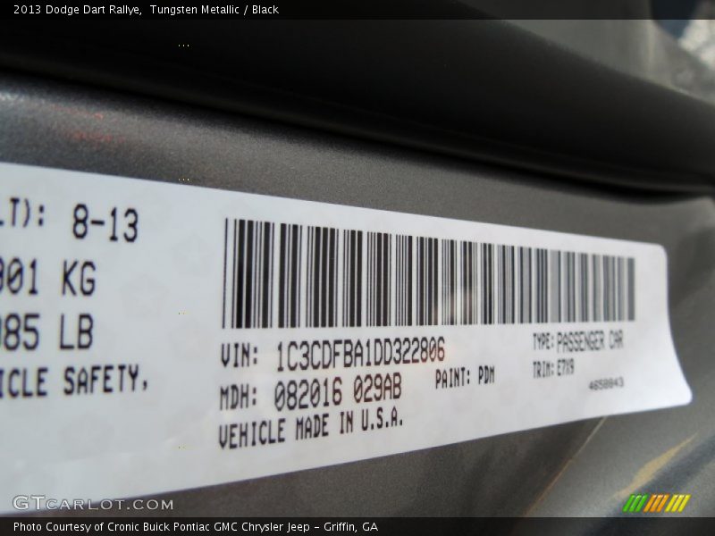 Tungsten Metallic / Black 2013 Dodge Dart Rallye
