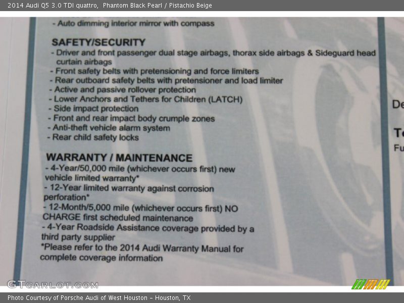 Phantom Black Pearl / Pistachio Beige 2014 Audi Q5 3.0 TDI quattro