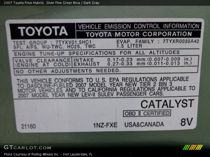 Silver Pine Green Mica / Dark Gray 2007 Toyota Prius Hybrid