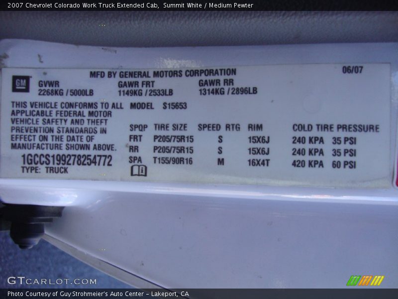 Summit White / Medium Pewter 2007 Chevrolet Colorado Work Truck Extended Cab