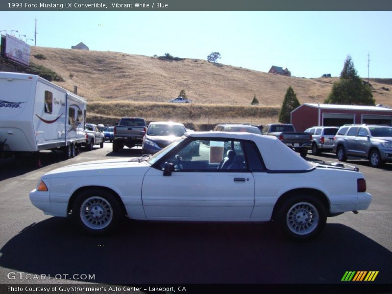 Vibrant White / Blue 1993 Ford Mustang LX Convertible