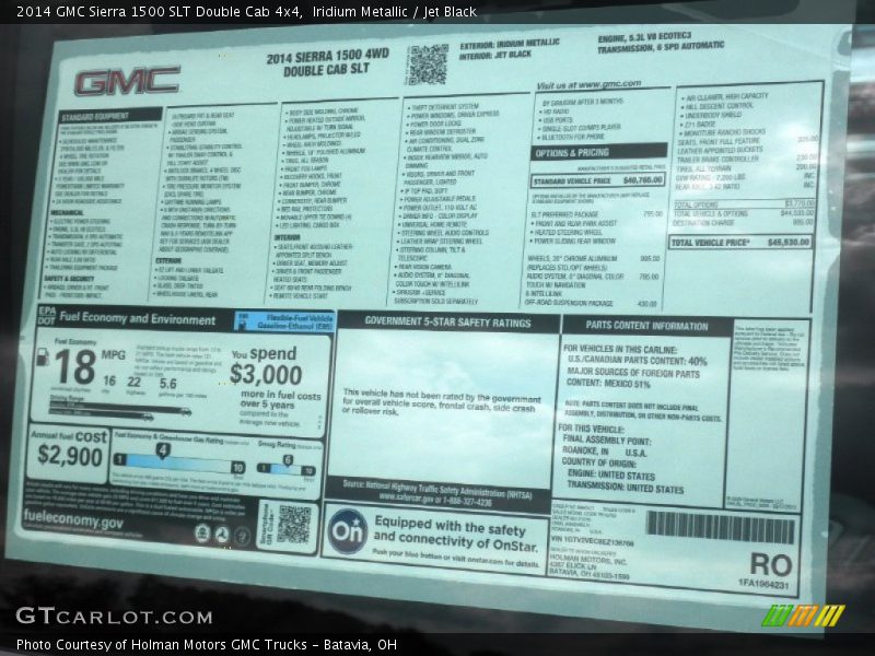  2014 Sierra 1500 SLT Double Cab 4x4 Window Sticker