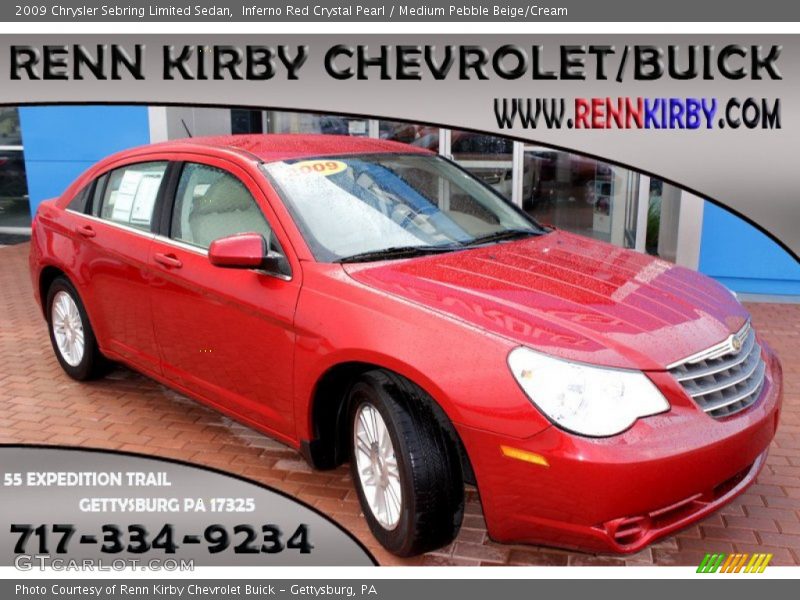 Inferno Red Crystal Pearl / Medium Pebble Beige/Cream 2009 Chrysler Sebring Limited Sedan
