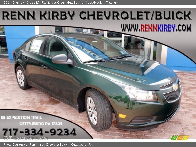 Rainforest Green Metallic / Jet Black/Medium Titanium 2014 Chevrolet Cruze LS