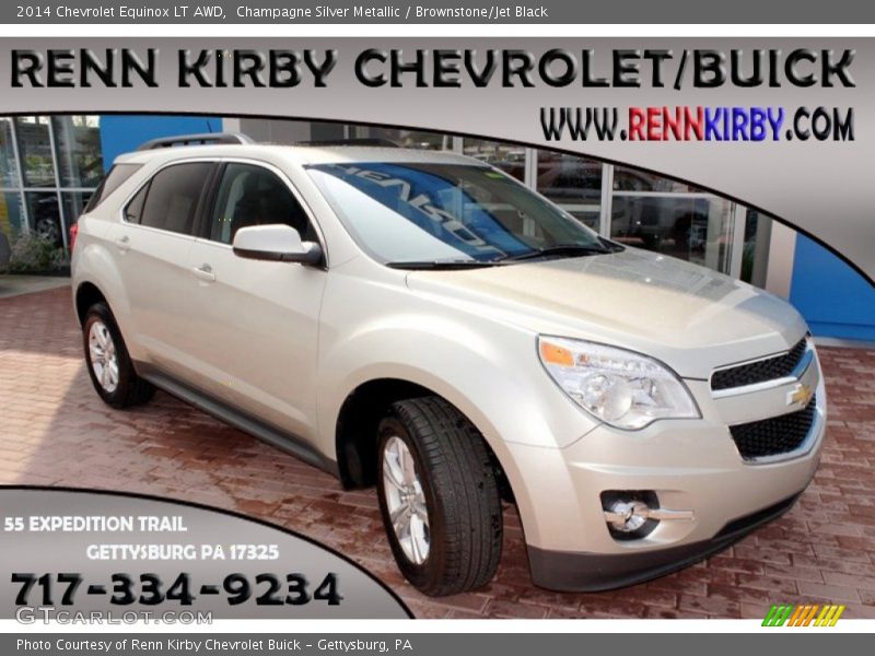 Champagne Silver Metallic / Brownstone/Jet Black 2014 Chevrolet Equinox LT AWD
