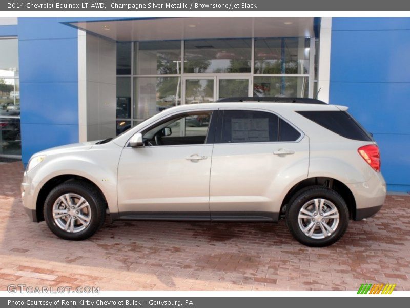 Champagne Silver Metallic / Brownstone/Jet Black 2014 Chevrolet Equinox LT AWD