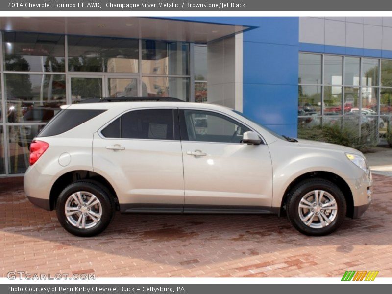 Champagne Silver Metallic / Brownstone/Jet Black 2014 Chevrolet Equinox LT AWD