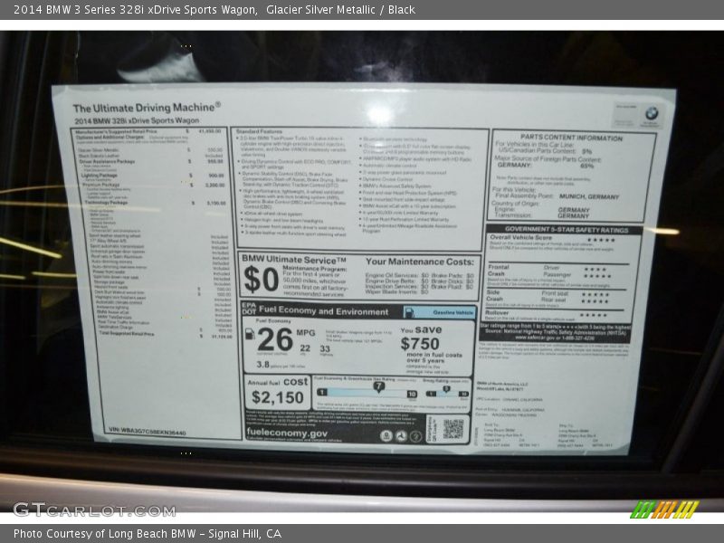  2014 3 Series 328i xDrive Sports Wagon Window Sticker